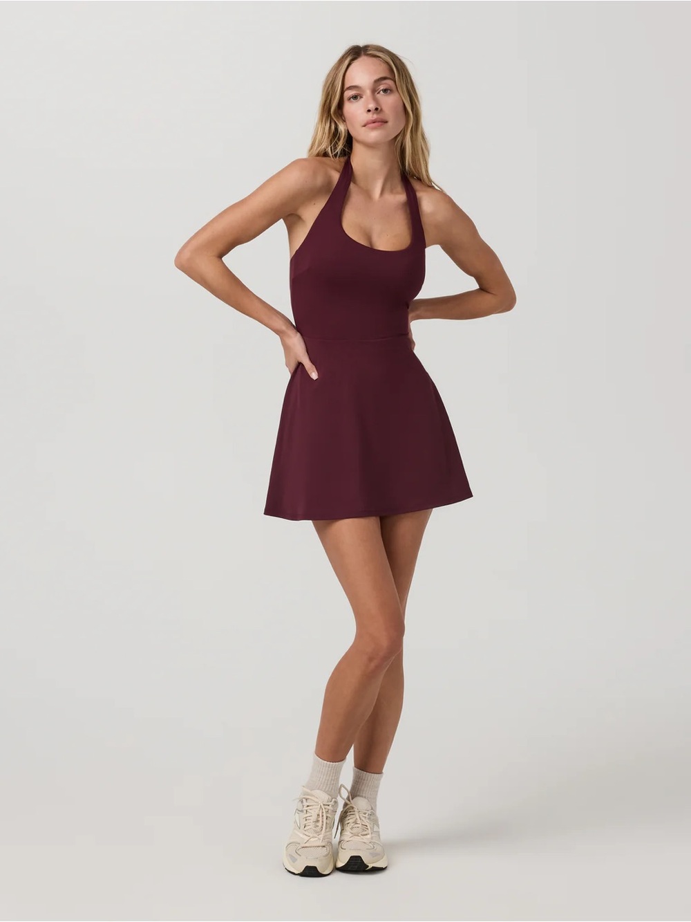 NEW Vuori Tiebreak Halter Dress in Cerise